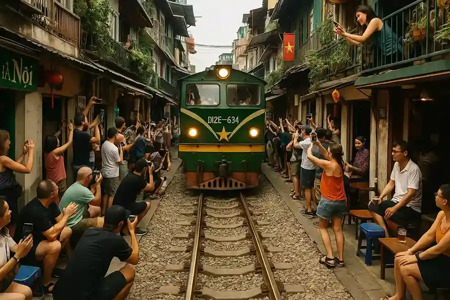 Illustration de la rue du train à Hanoi