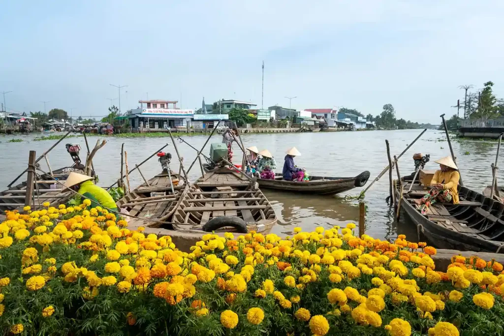 Marché aux fleurs delta du Mékong