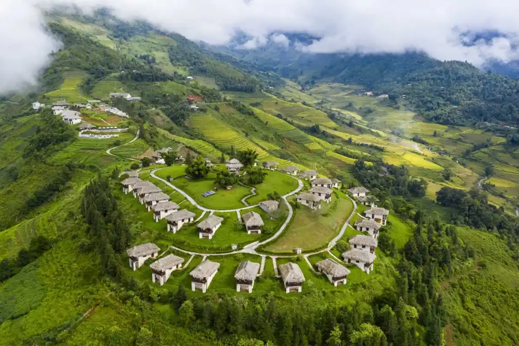 Topas Ecolodge vu du ciel, Sapa